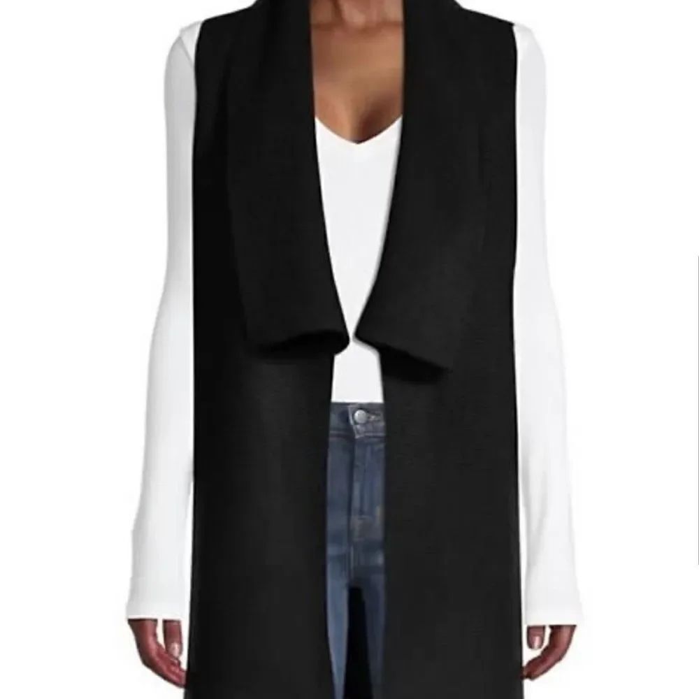 Saks 5th avenue 💯 cashmere black draped vest xs